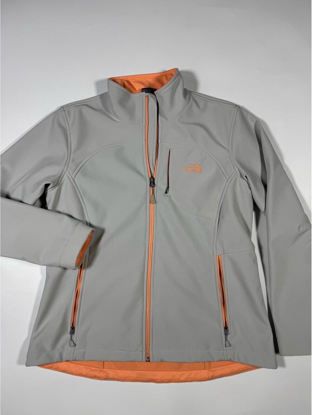 The North Face Apex Bionic Jacket Womens XL Gray Orange Softshell Full Zip